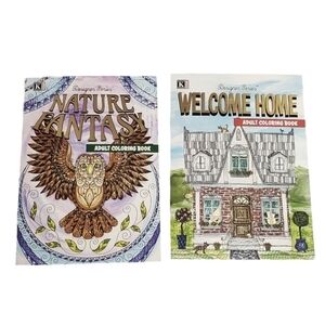 NEW Kappa Designer Series Adult Coloring Books Nature Fantasy/Homes Bundle 2